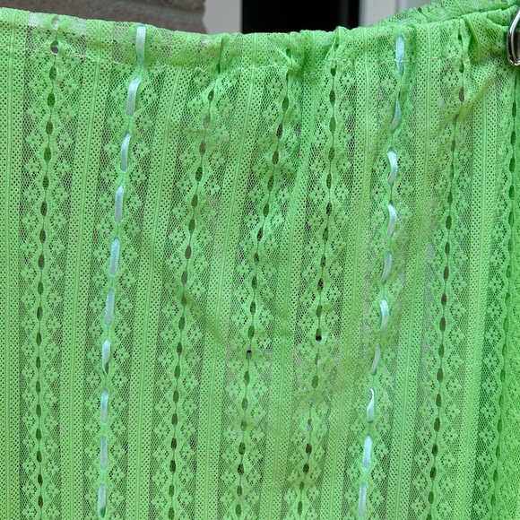 sheer green floral lace midi skirt - Picture 3 of 6